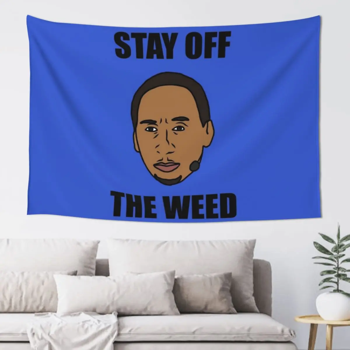 

Stephen A. Smith "Stay Off The Weed" Tapestry Home Decorations Wall Decor Hanging Room Decor Aesthetic Tapestry