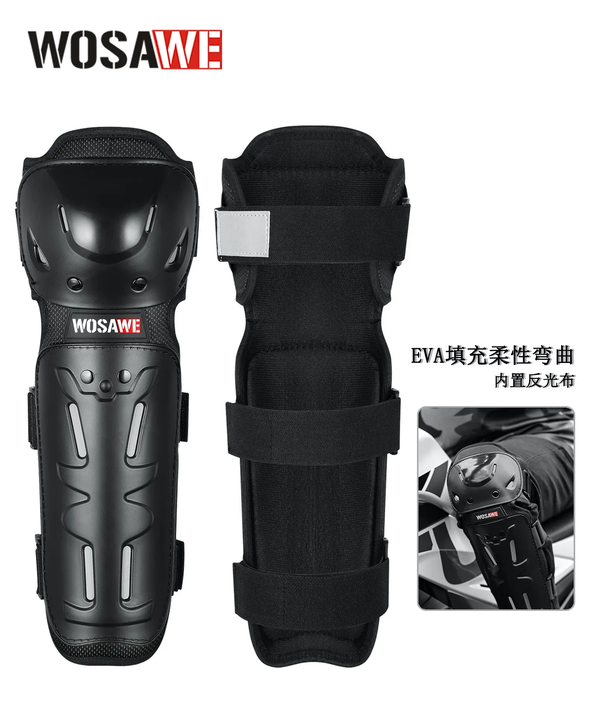 WOSAWE Off Road Motorcycle Sport Kneepads Roller Skating Anti Fall Leg Guards Long Style Skiing Knee Protector ML311