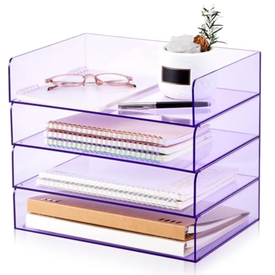 

4-уровневый акриловый лоток для бумаг. 4-секционный прозрачный органайзер для писем, не требующий сборки. Акриловый органайзер для документов для офиса.