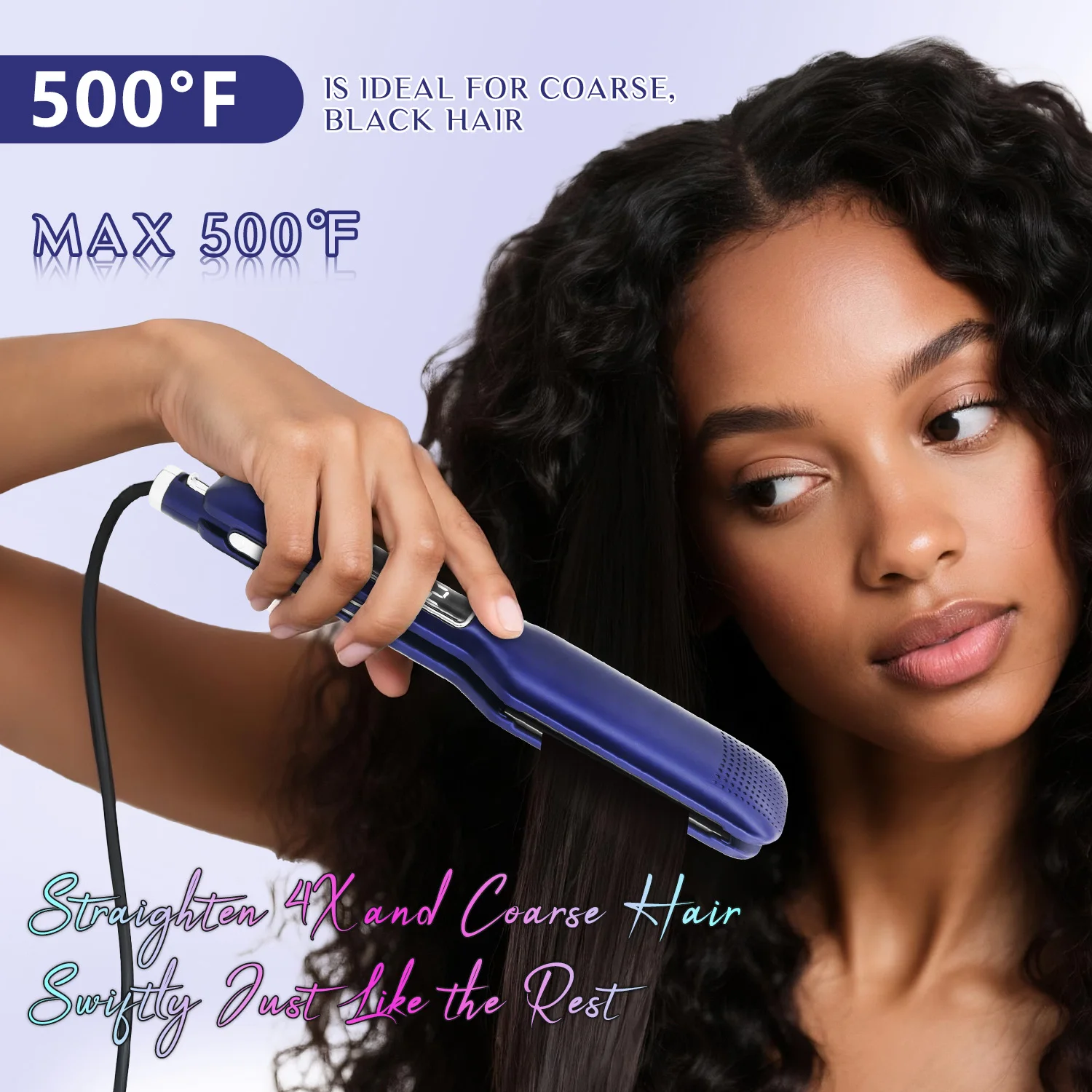 プロ仕様ヘアストレートナー 500F フラットアイロン 2in1 スタイリングツール サロン カーラー＆ストレートナー くせ毛用