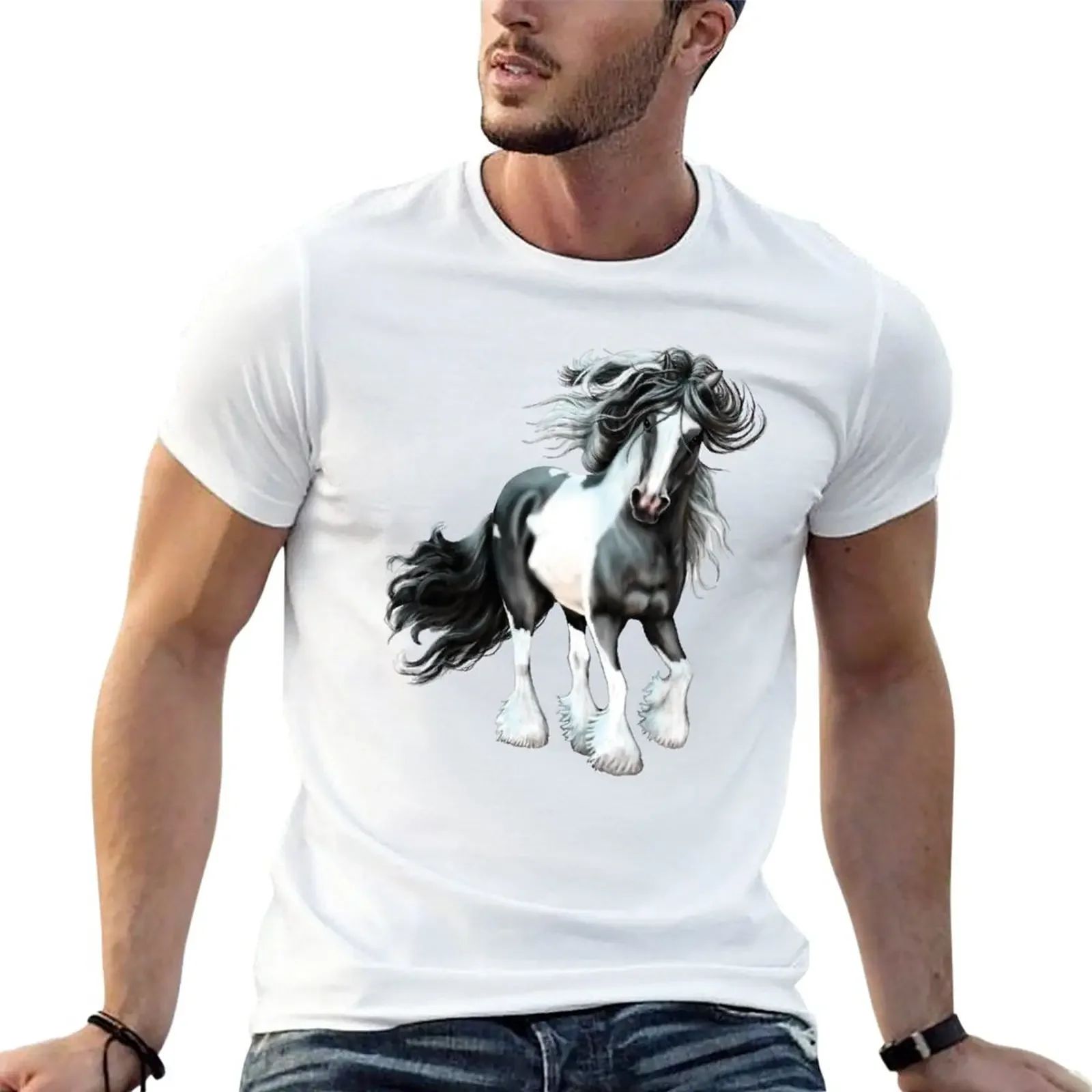 Prince, Gypsy Vanner Horse T-Shirt customs design your own boys whites Men's cotton t-shirt