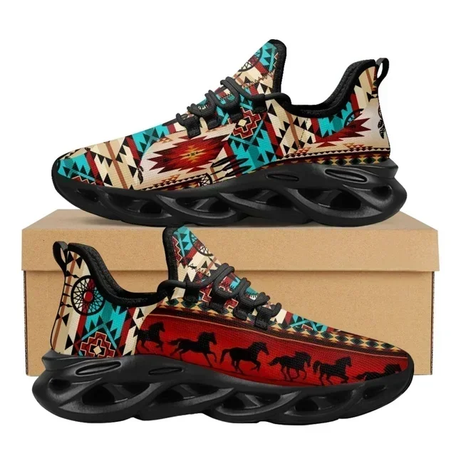 

Sneakers American Ethnic Tribal Aztec Printed Non-slip Outdoor Platform Shoes Fashion Mesh Shock Absorption Vulcanized Shoes New