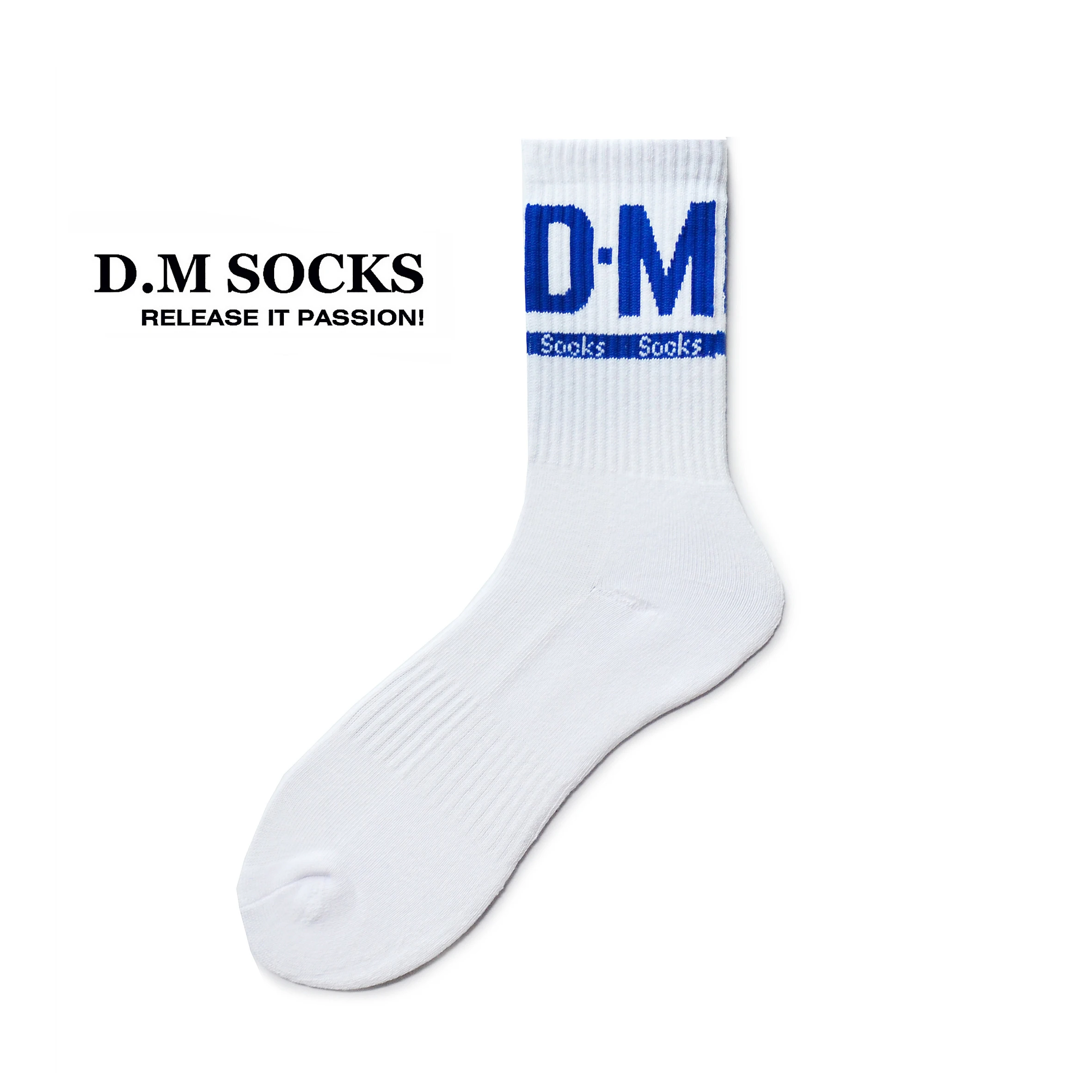 D.M men's socks thickened sports letters in the tube socks cotton terry sports basketball