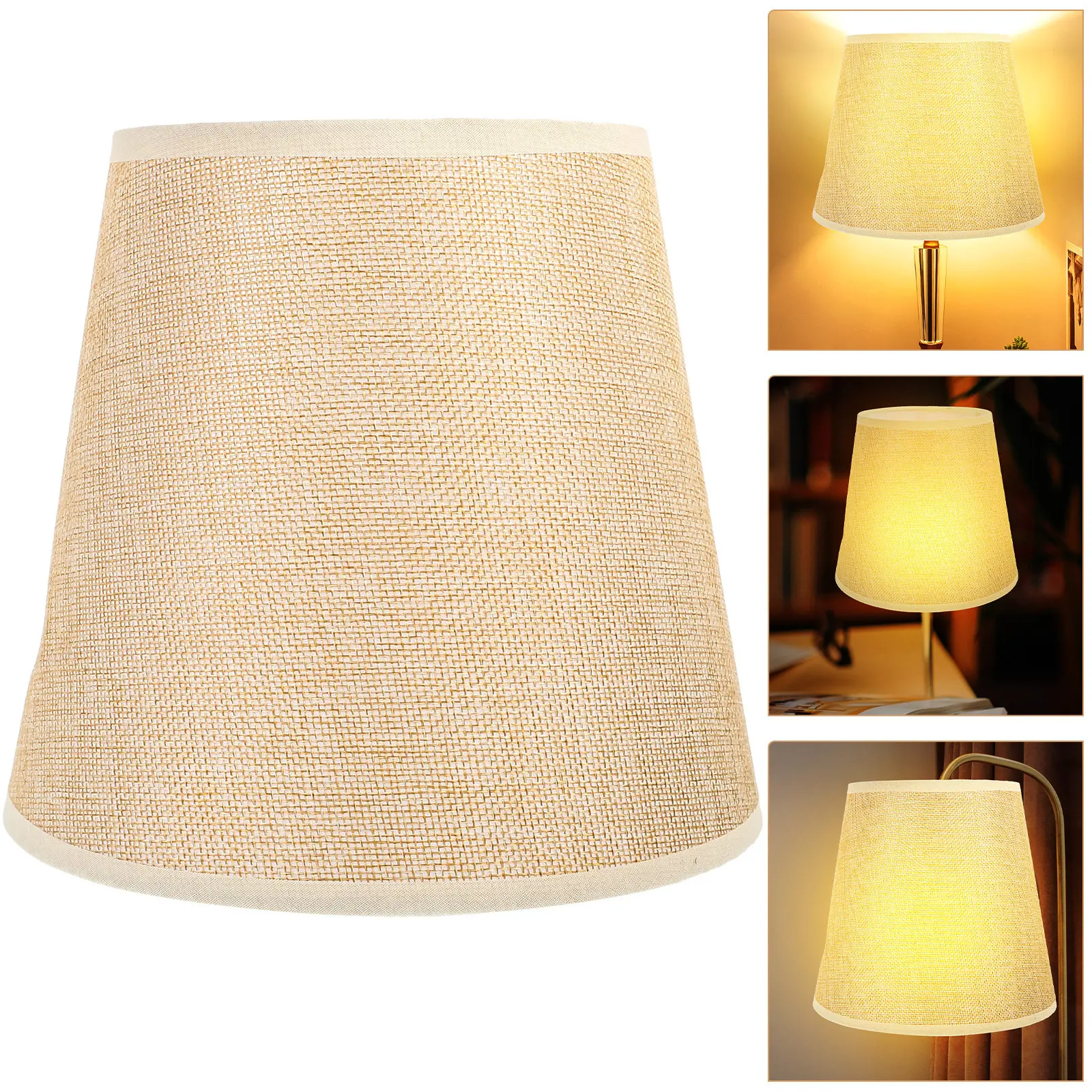 

Абажур для настольной лампы, круглый цилиндрический, из ткани, льняной, простой, декоративный, сменный, для прикроватной или настольной лампы