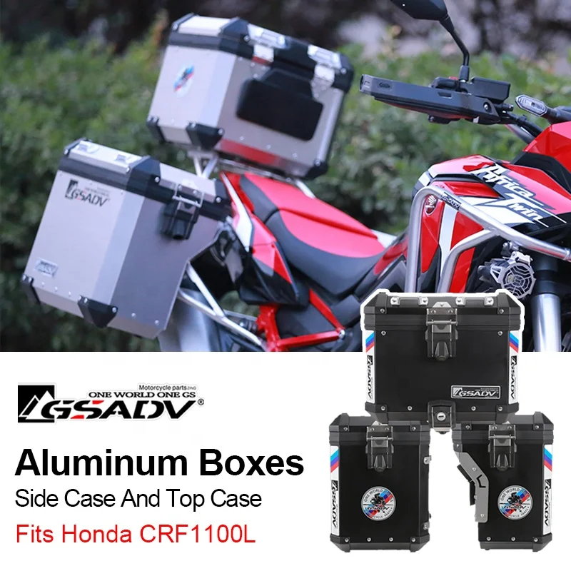 مناسبة ل CRF1100L دراجة نارية سكوتر العلوي 48L الأسود الصلب سبائك الألومنيوم تخزين الأمتعة صندوق جانبي للاستخدام المريح