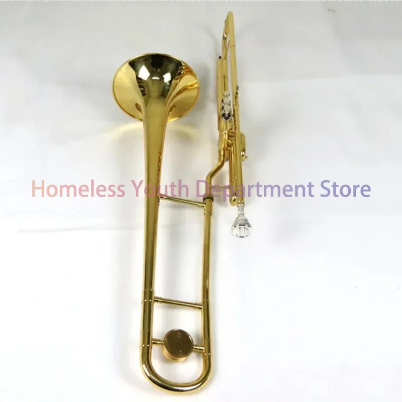 High BB Piston Trombone, brass, body lacquered, with case mouthpiece