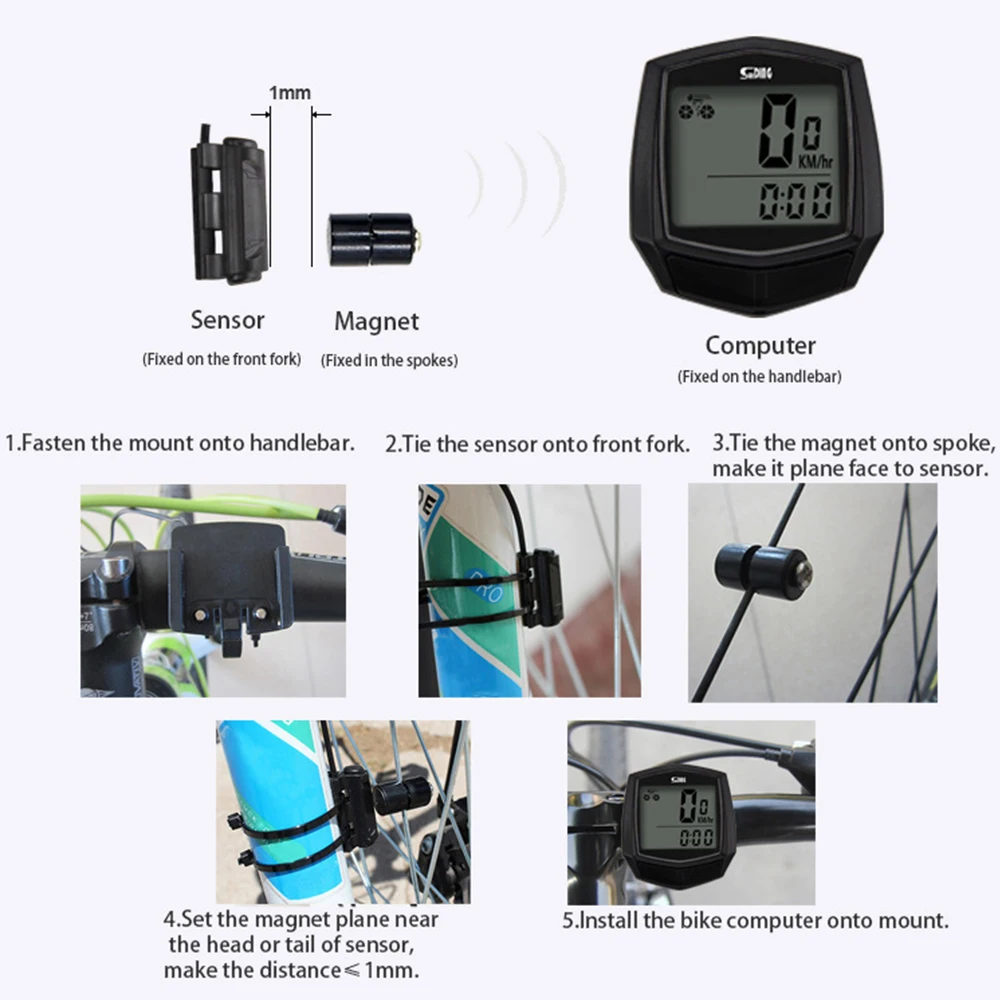 Bike Computer Multifunctional Speedometer LCD Digital Display Bike Table Waterproof Odometer Cycling Stopwatch Bicycle Computer