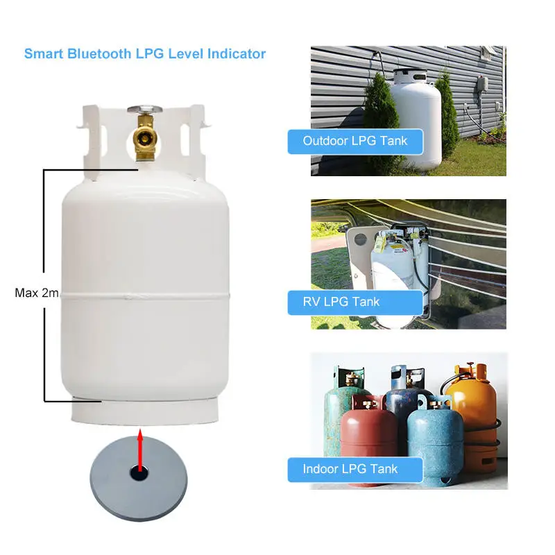 Caravan Wireless Bluetooth Level Check Gauge Ultrasonic Level Sensor LPG Cylinder Propane Level Indicator Monitoring With Alarm