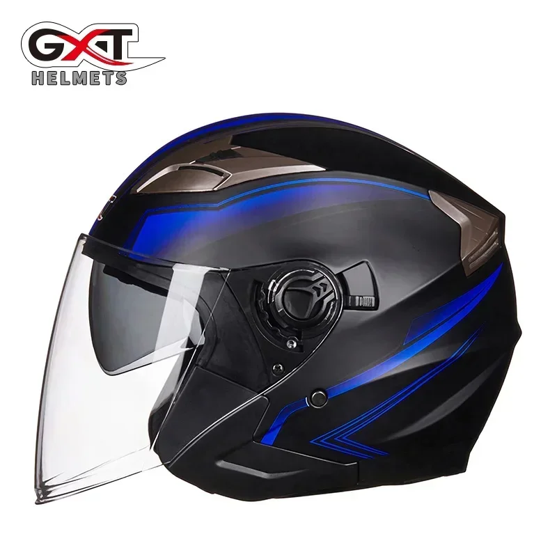 New GXT Summer Double Lens Motorcycle Helmets Open Face Electric Safety Helmet Detachable Inner Substrate Base