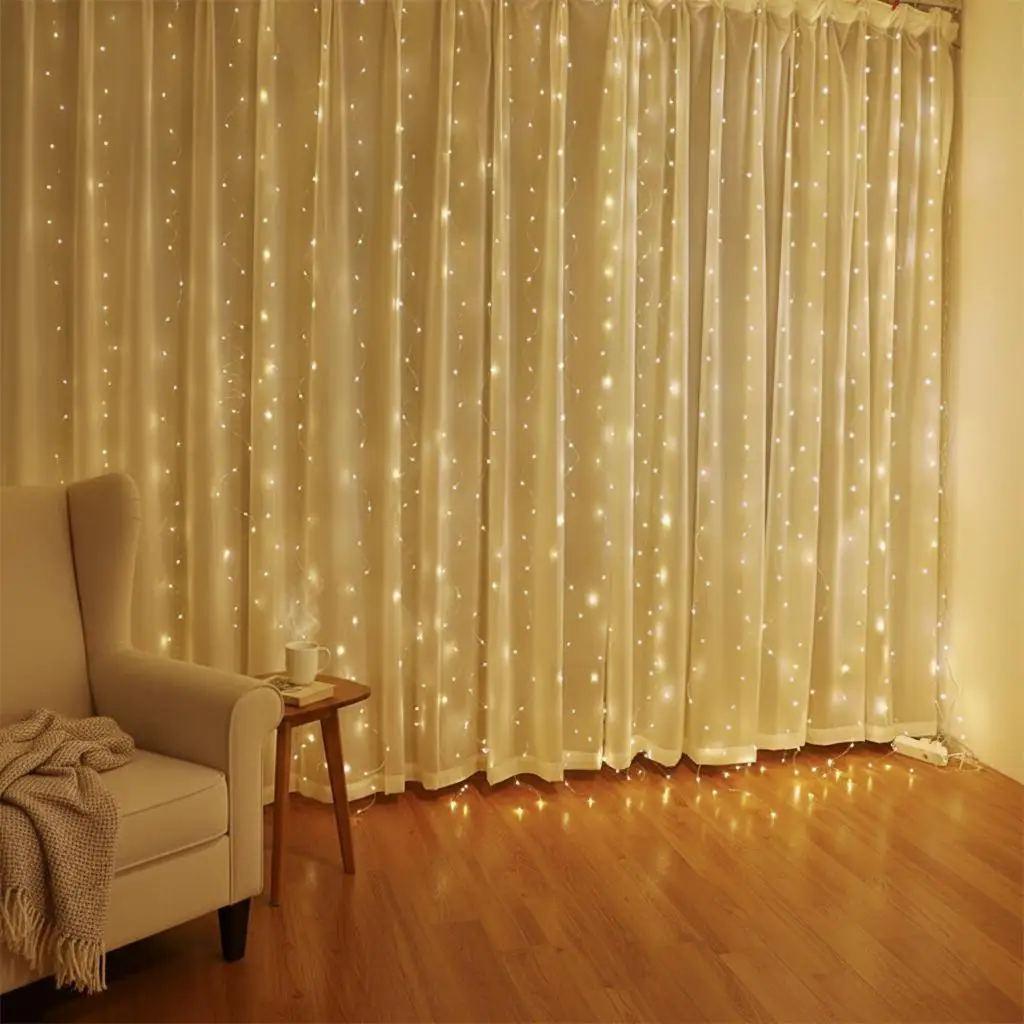 

Window Curtain String Lights 3m*3m 300 Led 8 Modes Fairy Usb With Remote Hook Plug In Copper Wire Light 3*3m/3*2m Wall Lighting