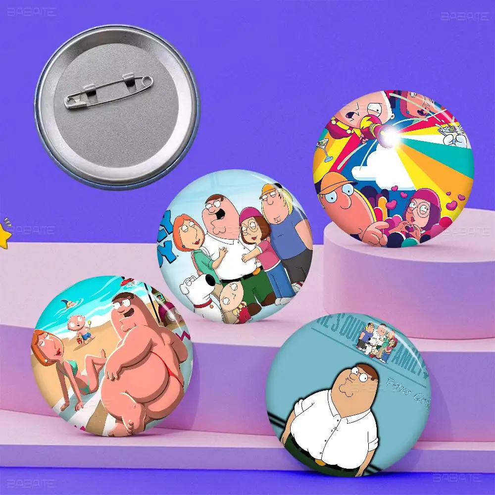 Family G-Guy P-Peter Griffin Tinplate Soft Button Pin Brooch Metal Badge Custom Jewelry Accessories Hat Bag Lapel