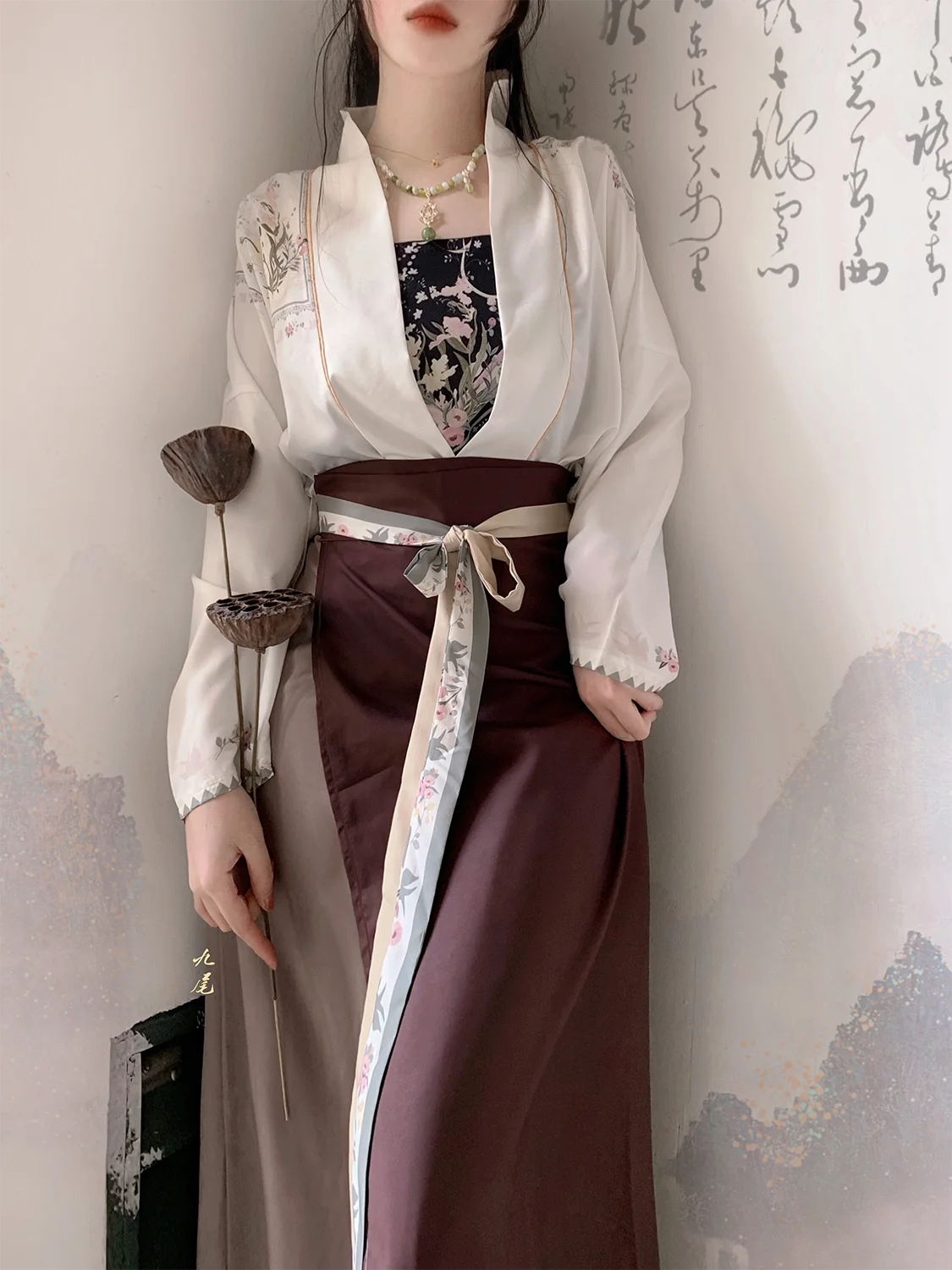 New Chinese Style Hanfu Suit 3Pcs Cami&cardigan&skirt Women Elegant Costumes Sexy Song Style Qipao Autumn New Dress Robe Set