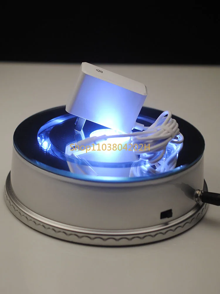 White Light Jewelry Display Stand Bracelets Automatic Rotating Table Mobile Phone Counter Electric Base