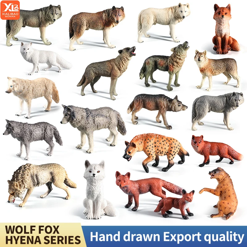 Educational Forest Animals Toy Figurines Set - Wolf Fox Hyena Realistic Jungle Zoo Animal Models Kids Christmas Gift