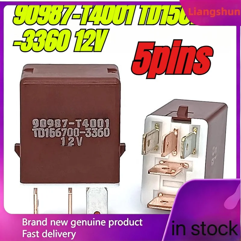 New 5pcs/lot  100% original genuine relay:90987-T4001 TD156700-3360 12V 5pins Automotive relay