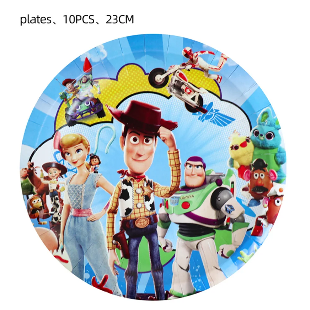 Kids Birthday Party Supplies Cartoon Buzz Lightyear Toy Story DIY Party Decoration Paper Tableware Plates Cups Tableware Balloon