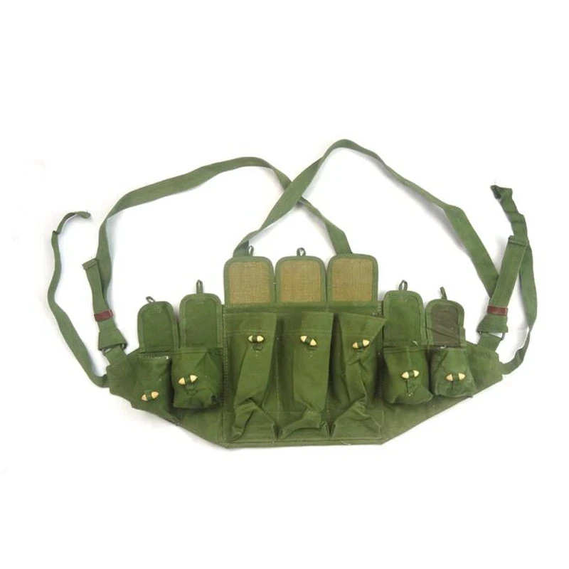 Surplus Original Vietnam War Chinese Army Type 56 Canvas Chest Rig Ammo Pouch Mag Bag