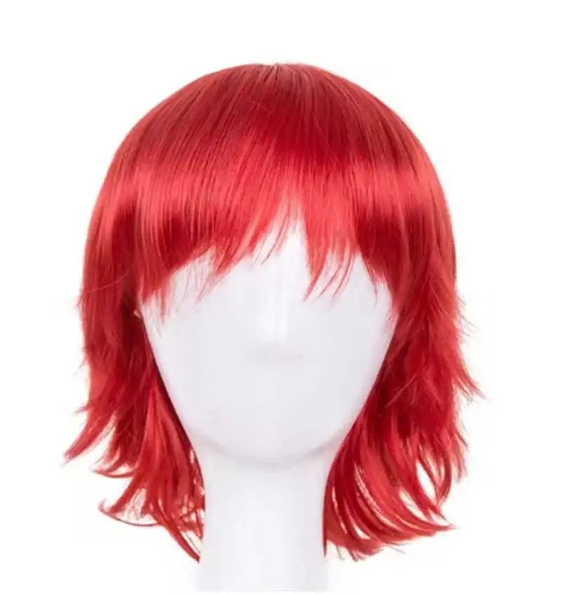 Orange Wig Fei-Show Synthetic Heat Resistant Fiber Short Wavy Hair Costume Cartoon Cos-play Ladies' Hairpiece for Salon Party