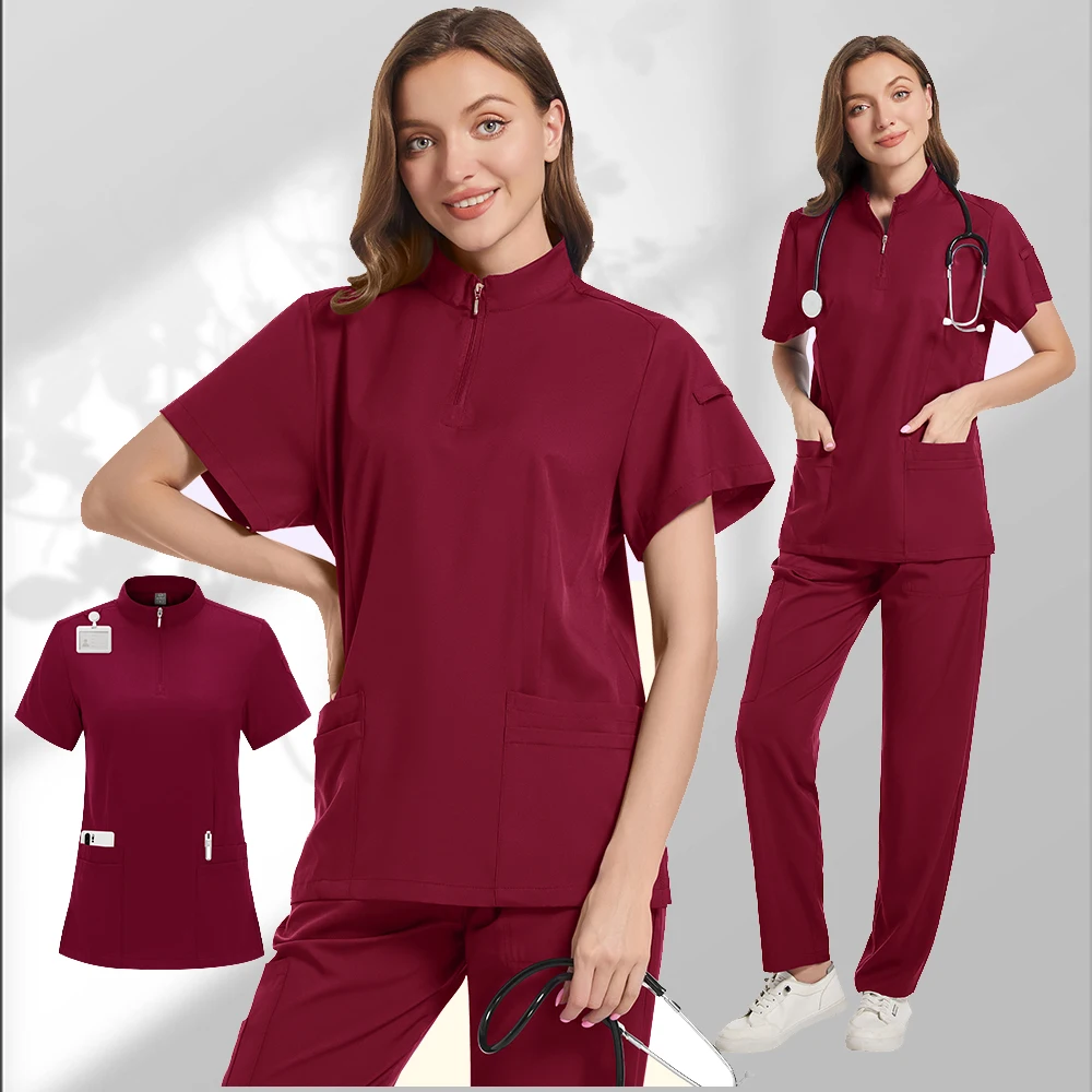

Unisex Medical Uniforms for V-neck Nurse Scurbs Set Women Hospital Doctor Workwear Oral Dental Surgery Work Uniform Short Sleeve