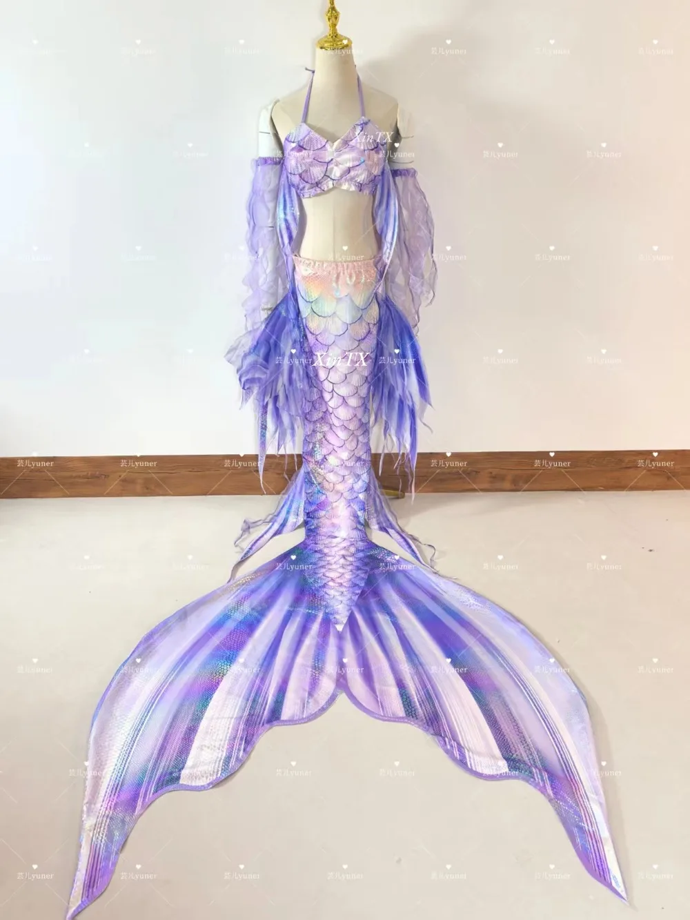 

New Simulated Mermaid Tail Female Split Swimsuit Princess Skirt Mermaid Swimming Costume Cosplay Qi Yu Design Elements