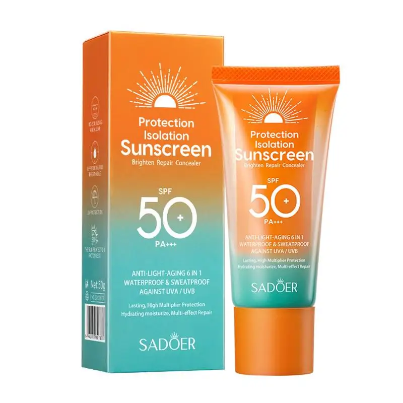 1 Stuks Spf 50 + Pa Gezichtsbescherming Zonnebrandcrème Olie Controle Zonnebrandcrème Zon-Crème Uva Uvb Bescherming Zweetbestendige Sunblock Gevoelige Huidverzorging 50G