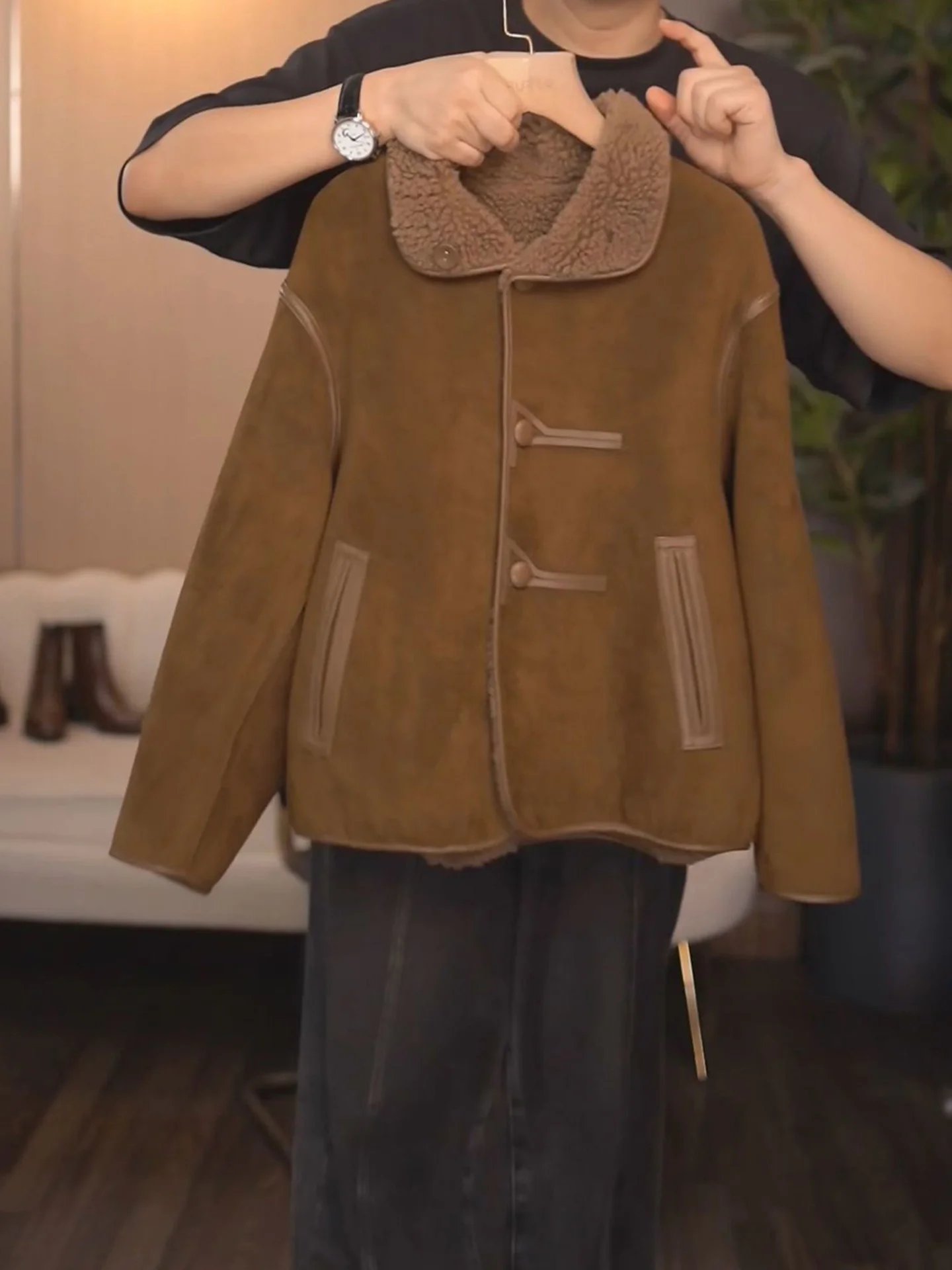 

Faionable Retro Loose Outerwear Thi Warm Long Sve Versatile Winter Korean Sle Cardigan Ladies Commute Sle Coat