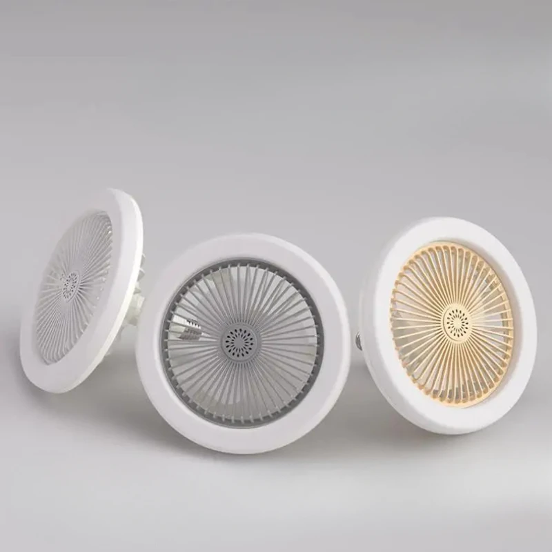 Dk84: Led Plafondventilator Met E27 Schroef En Afstandsbediening, Oscillerende Plafondventilator Met Instelbare Snelheid, Stil Voor Slaapkamers (124)