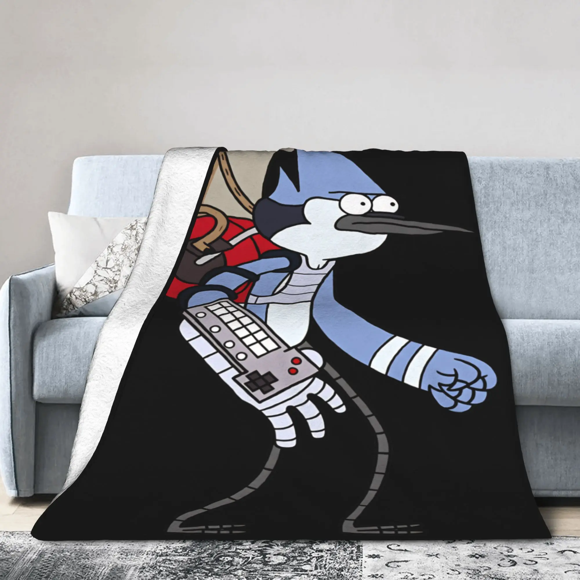 Soft Blanket Decorative Mordecai And Rigby Regular Show Cartoon Characters Throw Blanket Flannel Bedspread For Sofa Bed Cover