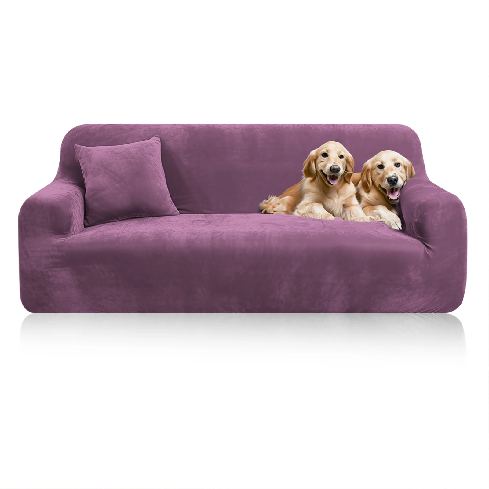 Stretch Fluwelen Bankhoezen voor 1/2/3/4 Bankhoezen Bankhoezen Meubelbeschermer Zacht met antislip elastische bodem