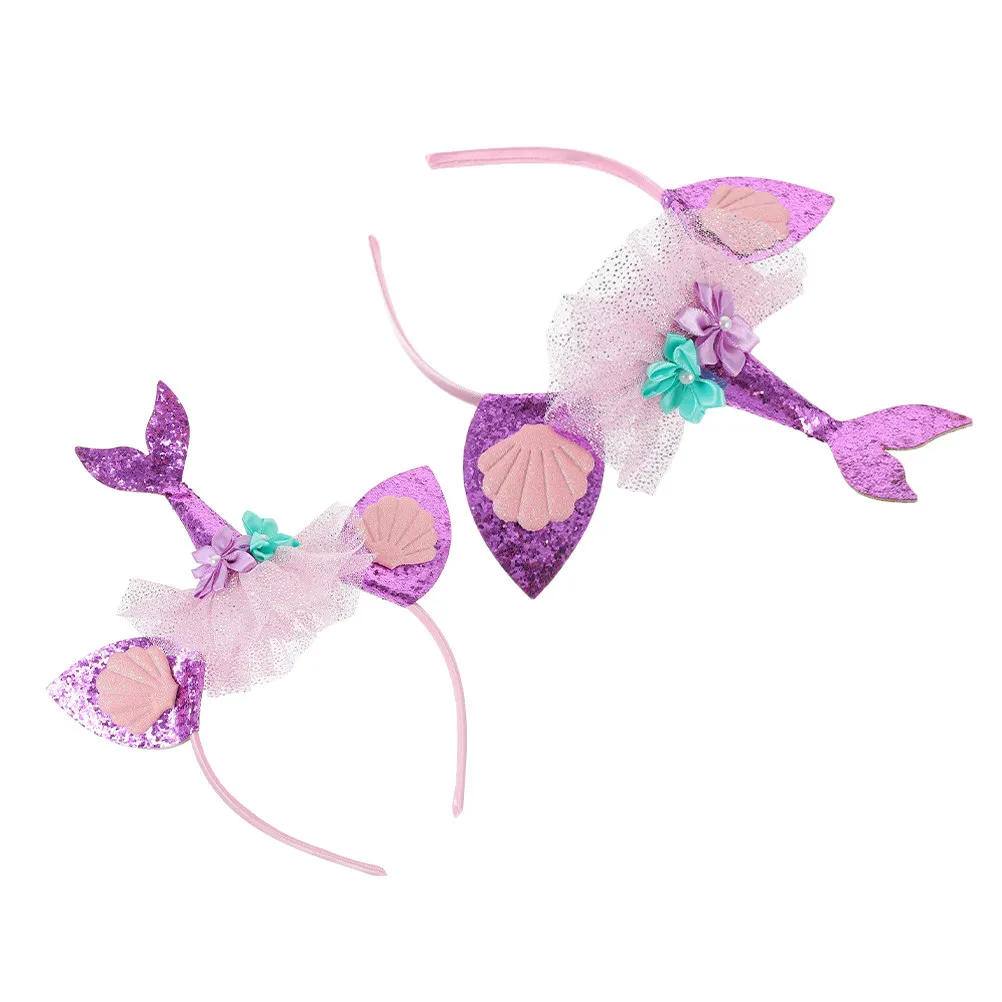 

2 шт., повязки на голову в виде русалки для девочек, мягкие, удобные, милые аксессуары для волос для маленьких девочек, для вечеринок, повседневной носки, дня рождения, фотосессии