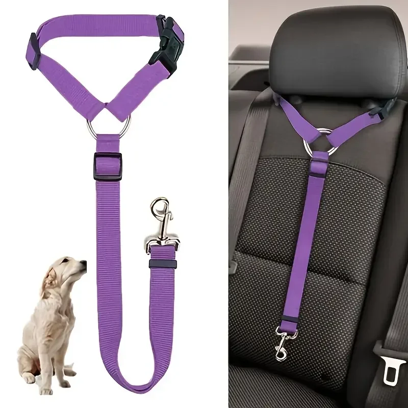 

1pc Pet Dog And Cat Seat Belt, Car Headrest Restraint, Adjustable Safety Rope, Car Seat Belt