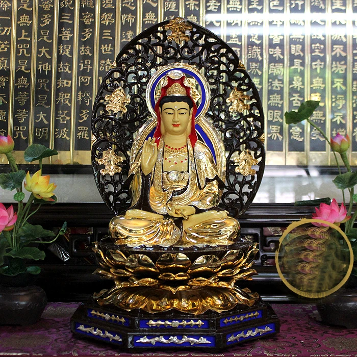 49CM large Buddhist high-grade HOME patron saint God gold gilding Avalokitesvara Guanyin buddha statue efficacious Talisman