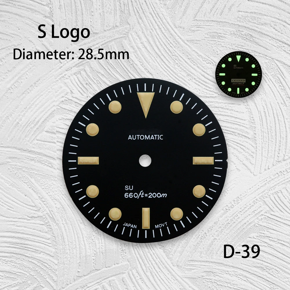 28.5Mm Wijzerplaat Nh35 Dial Groen Lminous Wijzerplaat Geschikt Voor Nh35 Nh36 4r 7S Bewegingshorloge Nh35 Case Heren Horloge Accessoires S Logo