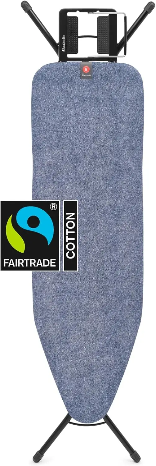 

Size B Ironing Board (49x15 in) 7 Height Options, Adjustable Steam Iron Rest Holder (Denim Blue) Non-Slip Feet, Anti-Collapse Ch