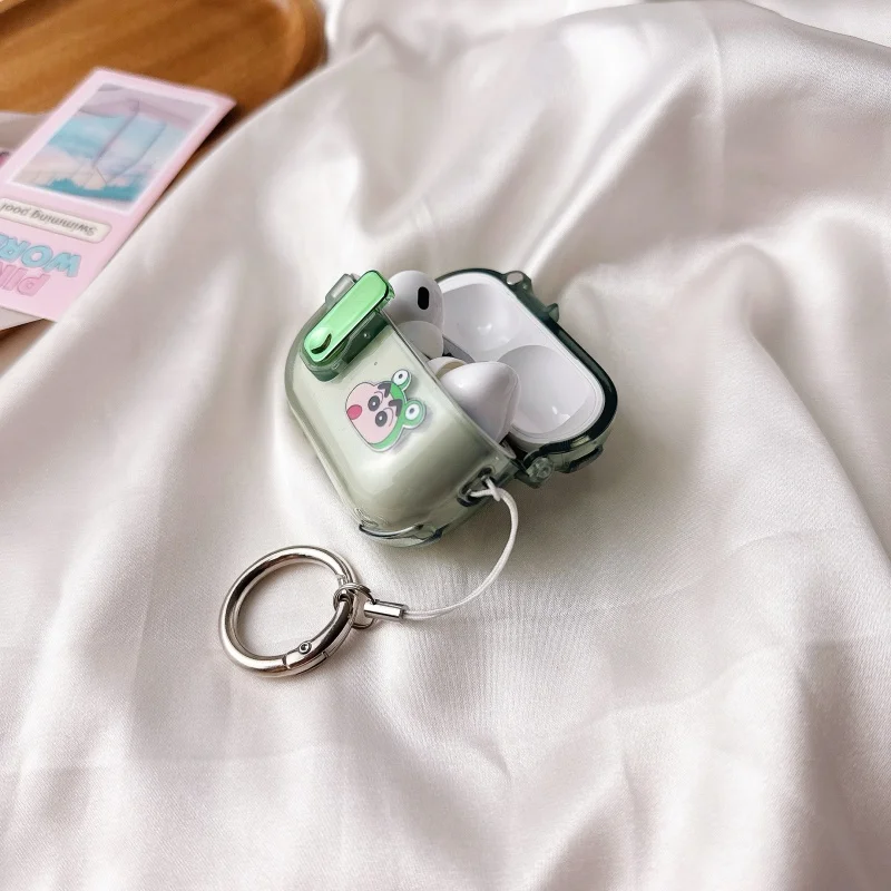 ترتد تلوين شين تشان حقيبة سماعة الاذن قلادة ل AirPods برو 2nd الجيل 4 1 2 3 غطاء لطيف شينشان واقية سماعة