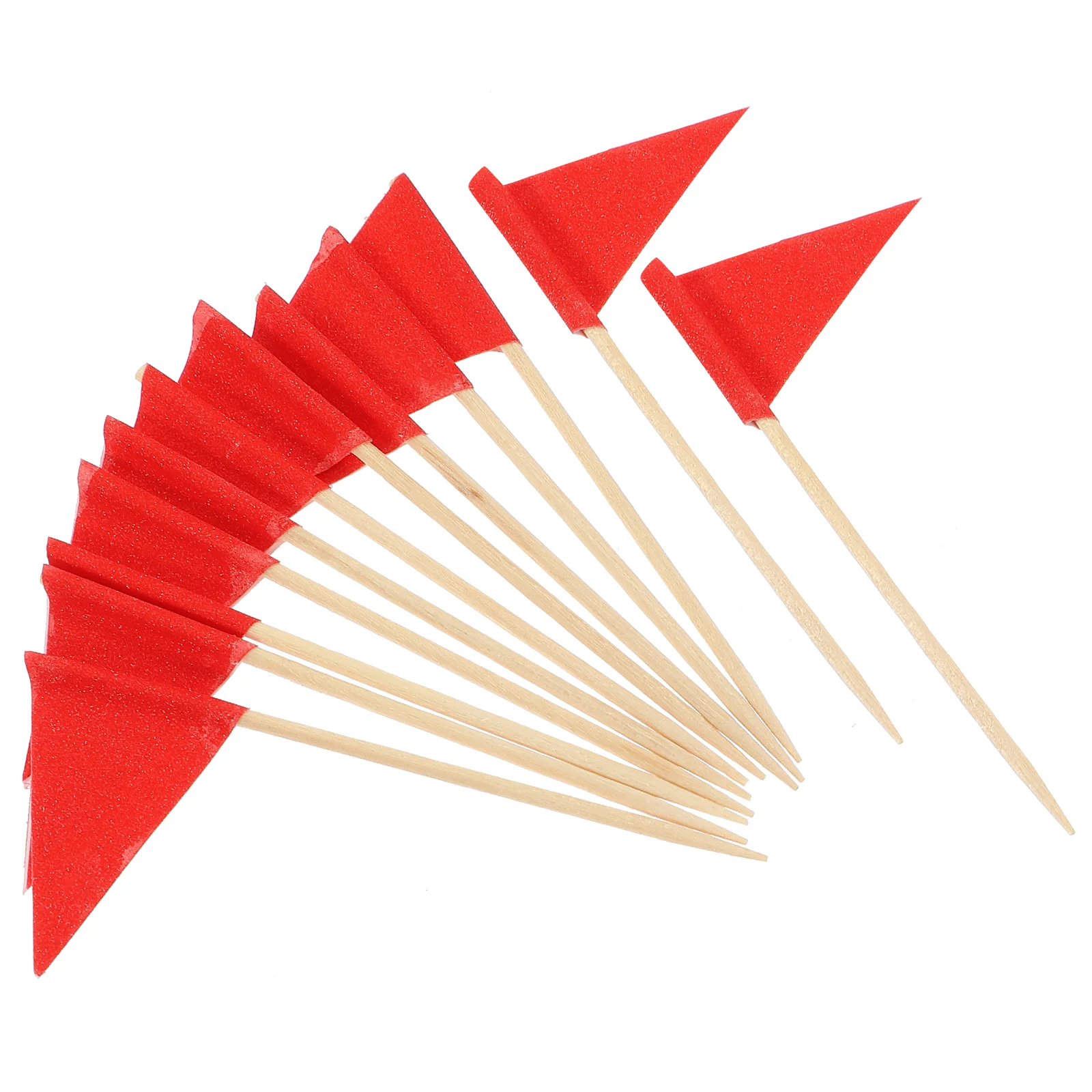 12 Pcs Mini Stick Flags Pennant Cake Insert Mexican Cheese Tooth Picks Red Paper Cups