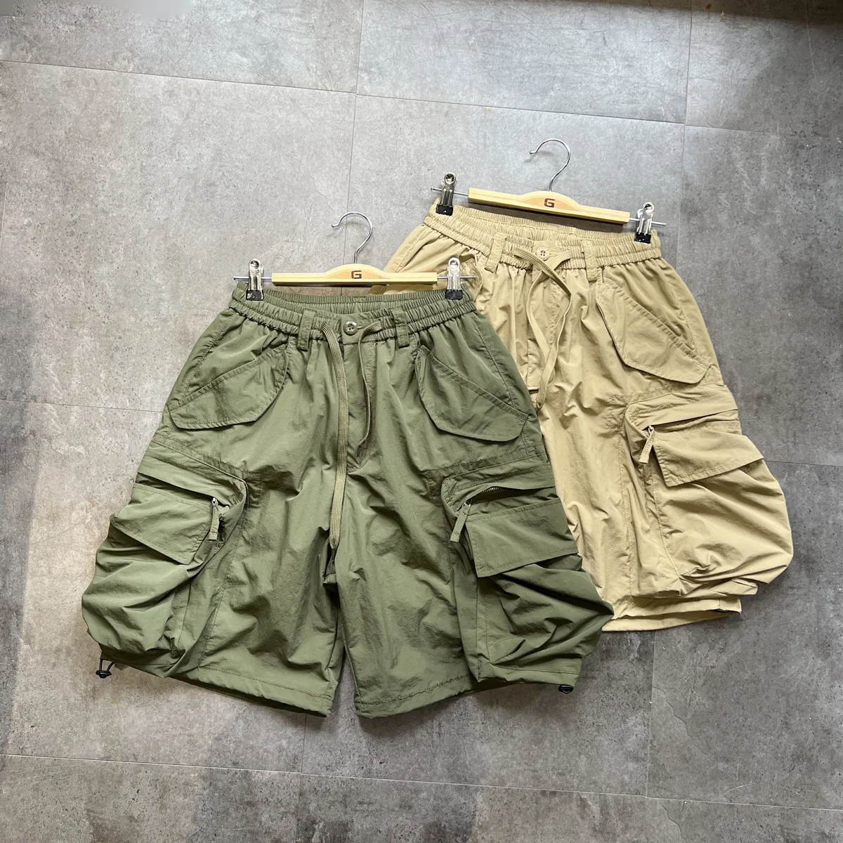 Amekaji Wear New National Fashion Japanese Style Large Pocket Overalls Boys Loose Xishan Che Shorts Fashion