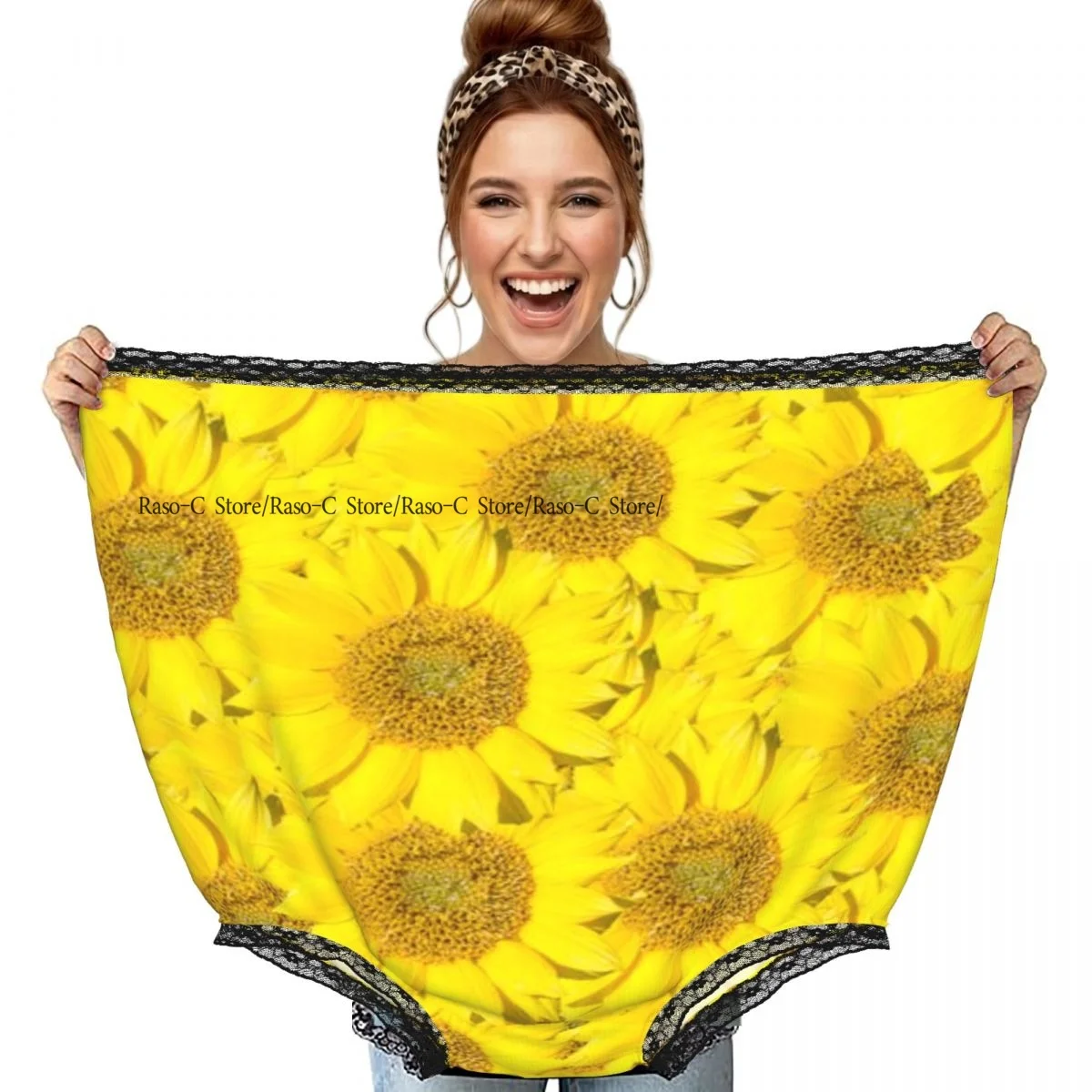 

Party Funny Trick Granny Underwear Humorous Daily Wear Yellow Sunflowers Panties