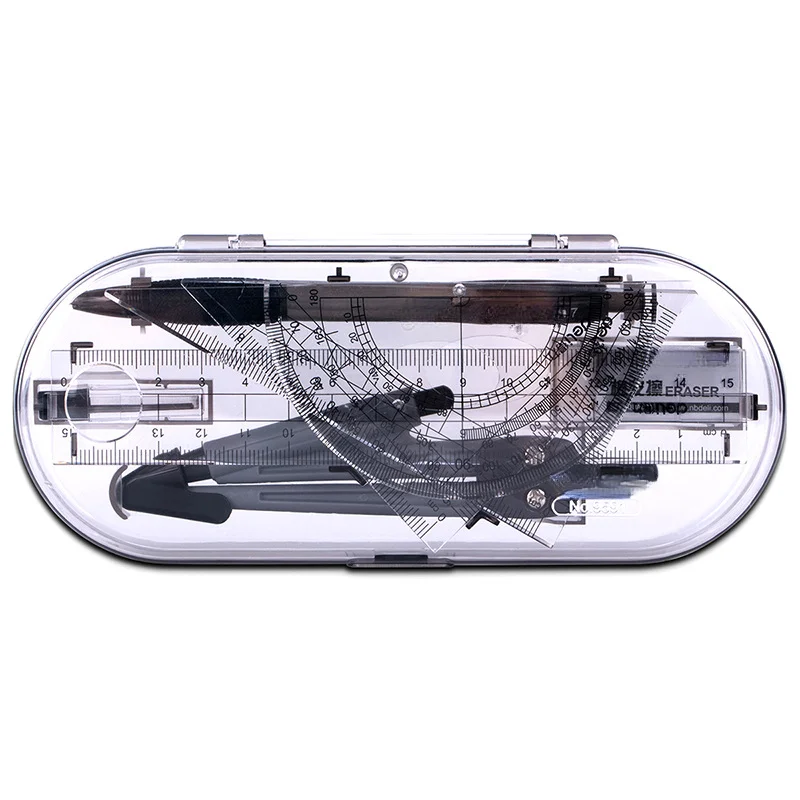 Imagem -05 - Conjunto Transferidor Desenho Triângulo Borracha Compasso Conjunto Matemática Borracha Régua para Estudantes Material Escolar Peças