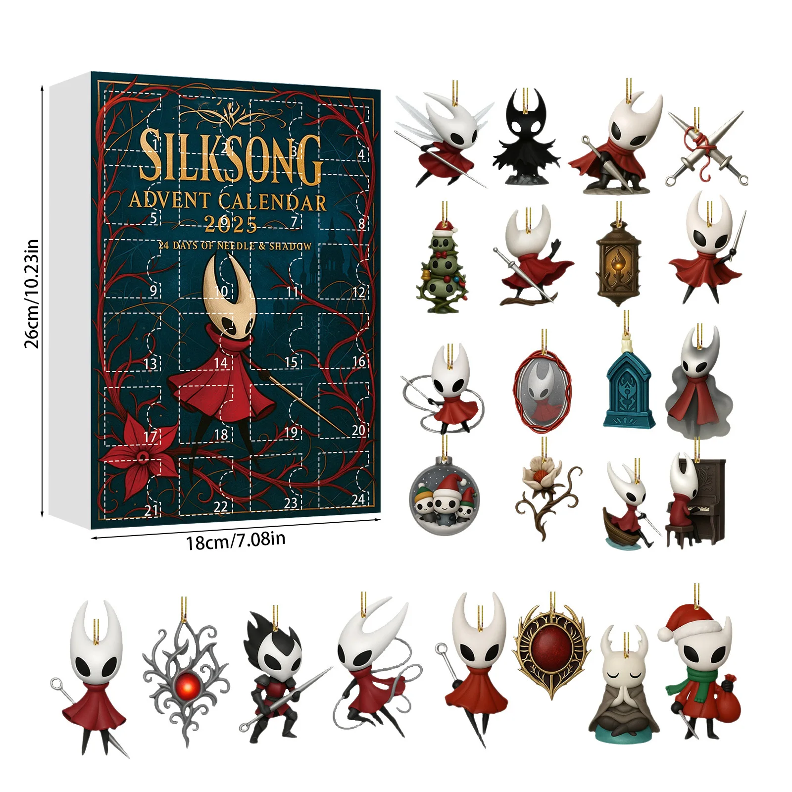 جوفاء فارس 2 SILKSONG مغامرة التقويم 2025 عيد الميلاد العد التنازلي التقويم صندوق أعمى شجرة الحلي ديكور هدية