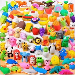 10-50PC Cartoon Cute Animals Fruit Dessert Eraser Children Birthday Party Gift Back To School Kindergarten Reward Christmas Gift