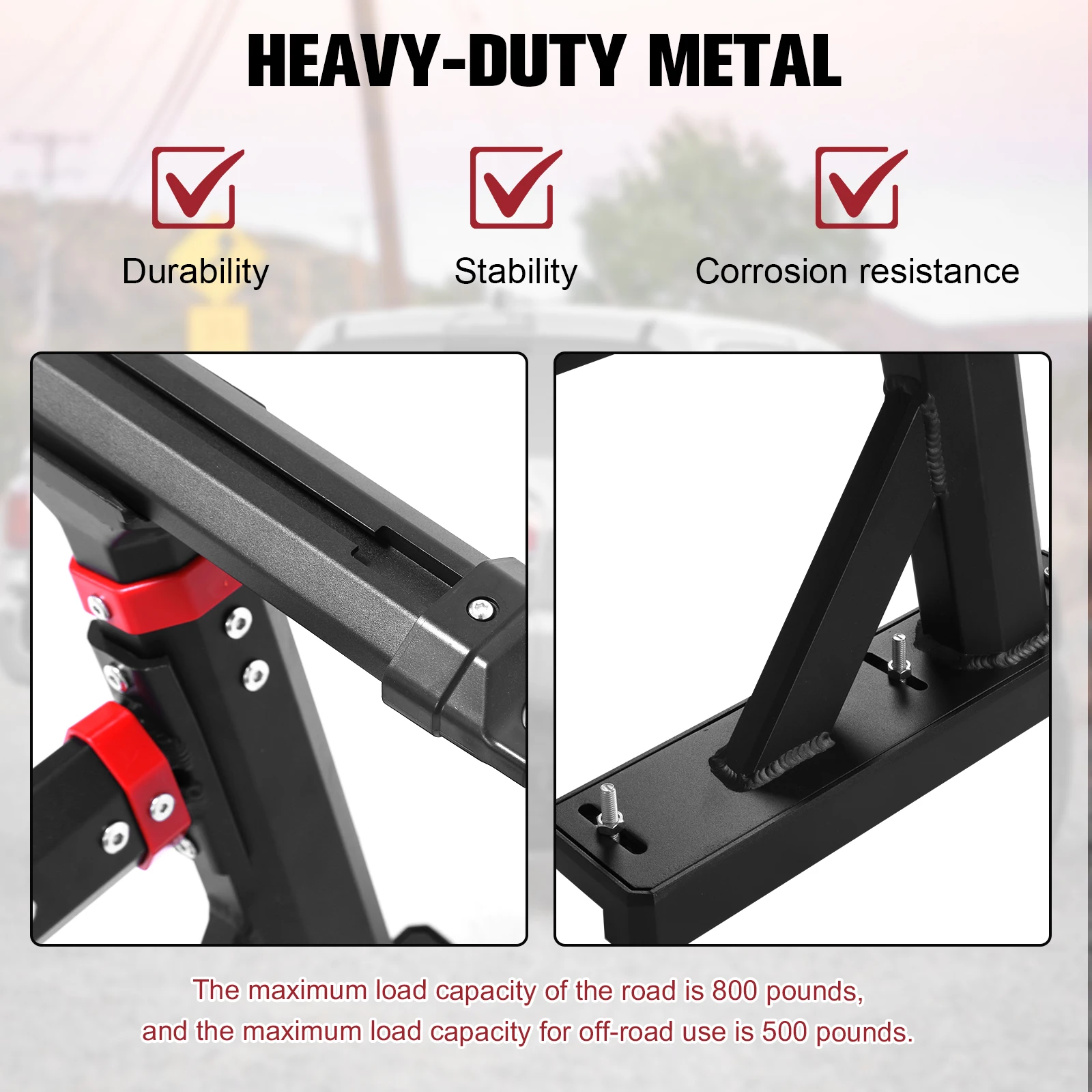 

Universal Truck Ladder Rack Crossbar 800 LBS Capacity Aluminum 18-28in Height-Adjustable for Ford/Gladiator/Tundra/Tacoma/Nissan