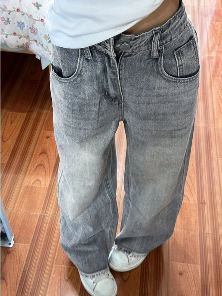 

Jeans Women Autumn Vintage Street Style Pockets Design High Waist Casual Chic Full Length Fashion Denim Aesthetic American Retro