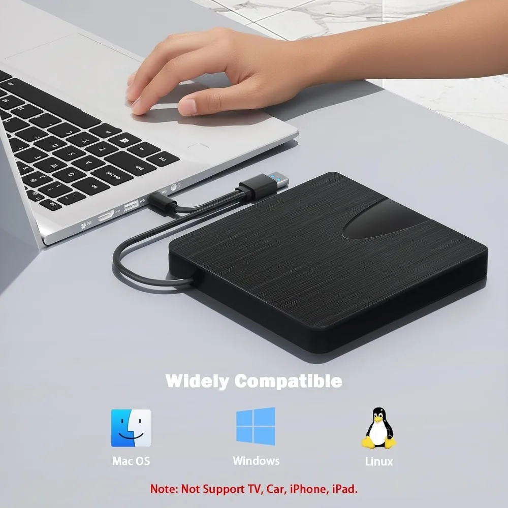 Externes Bluray-Laufwerk, USB 3.0 und Typ-C-Bluray-Brenner, tragbarer BluRay-DVD/CD/BD-Player, 3D-optisches Bluray-Laufwerk für PC und Laptop