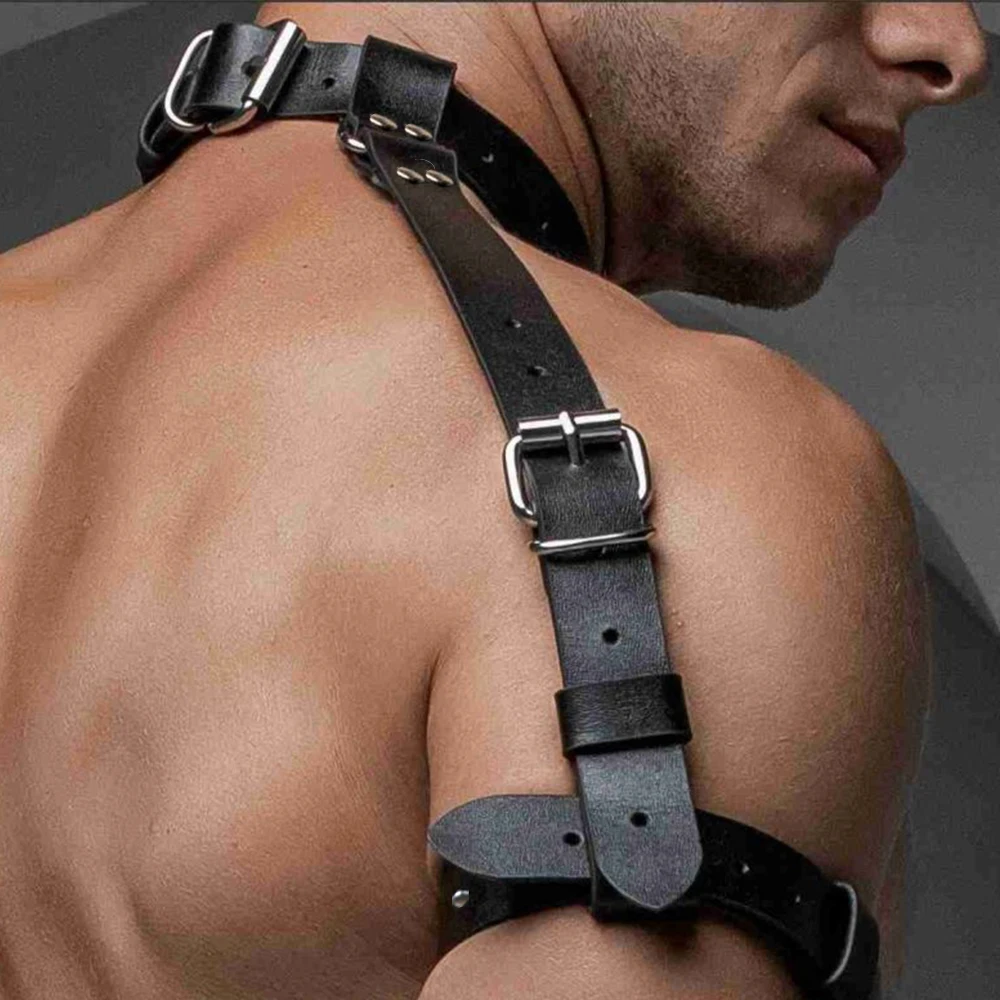 Sexy Men\'s Body Harness Leather Gay Chest Harness Bondage Black Cage Lingerie Punk Belt Club Rave Erotic Costume Accessories