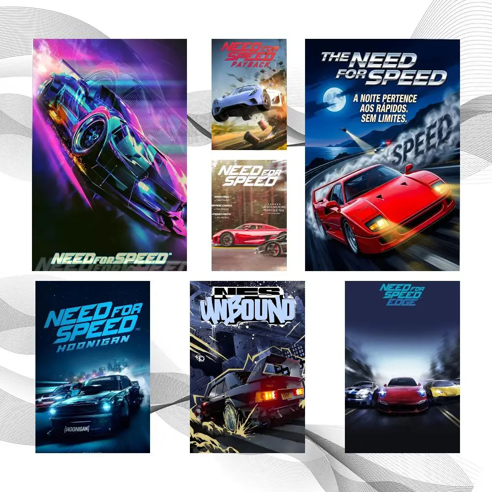 Game Racing Need for Speed Poster Peel And Stick Wall Art Self Adhesive PP Waterproof Wall Decor Living Room Bedroom Gift