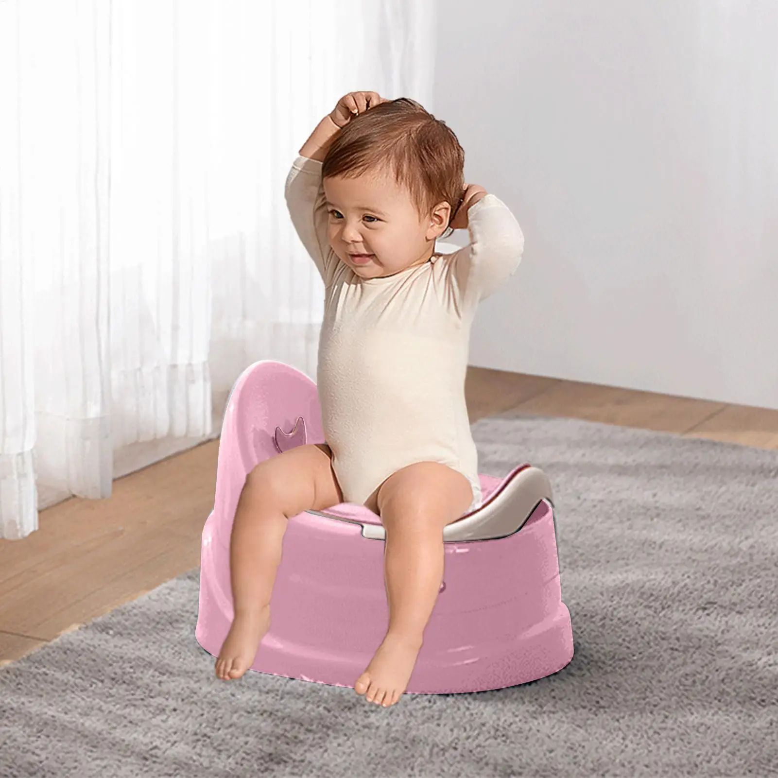 1pc Portable Toddler Potty Baby Toilet Trainer Training Toilet For Travel Stable And Safe Oval Bottom Design Non Slip Potty ﻿