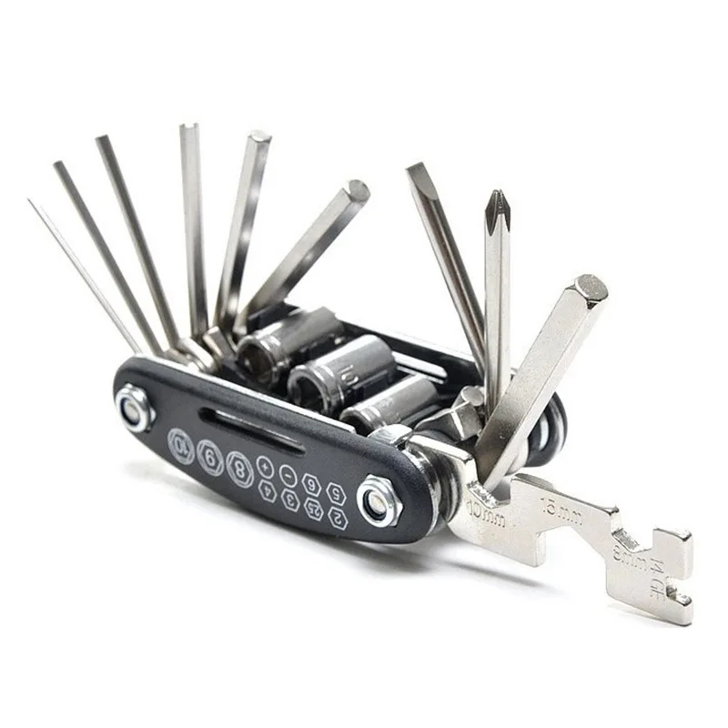 Multi 16 in 1 Usage Bike Bicycle Repair Bike Tools Kit Hex Wrench Nut Tire repair Hex Allen Key Screwdriver Socket Extension Rod