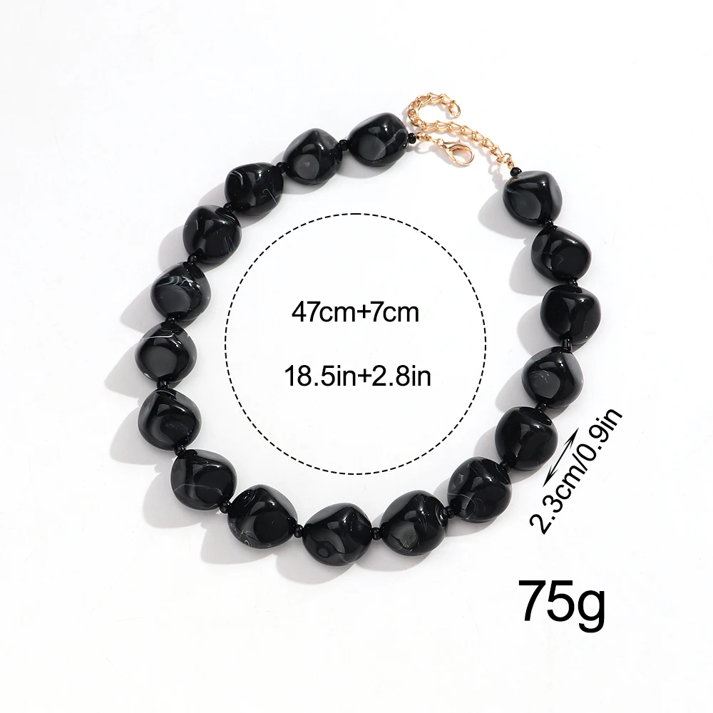Boho Acrylic Geometric Irregular Beads Choker for Women Retro Trendy Handmade Resin Beaded Chain Necklaces Popular Jewelry Gift