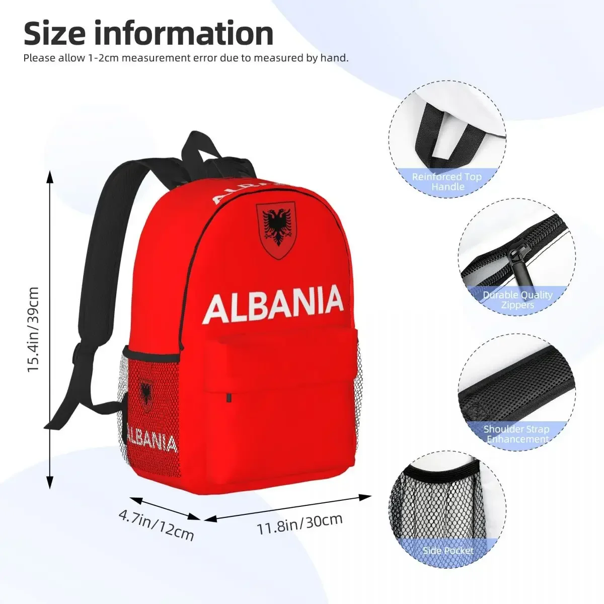كوسوفو جيش التحرير UCK ألبانيا القديمة العلم النسر على ظهره طالب بنين بنات BookBag حقيبة مدرسية حقائب كتف للرجال والنساء